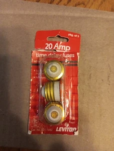 LEVITOR 20 AMP TIME DELAY FUSES PACK OF 3 - Picture 1 of 3