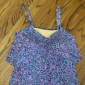 Swimsuits For All Women’s Swim Top Size 16 Purple Teal Navy - Picture 1 of 7