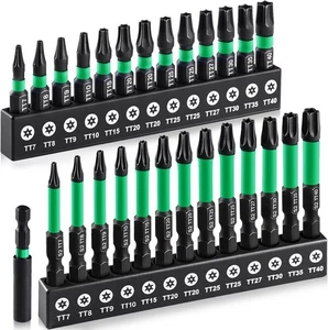 27-teiliges Impact Torx Bit Set (TT7-TT40), S2 Stahl Sicherheit mit manipulationssicher & Magn - Bild 1 von 6