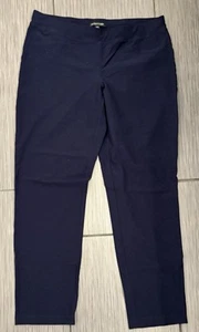 Eileen Fisher Navy Blue Crepe Pull On Straight Leg Pants Size Medium - Picture 1 of 4