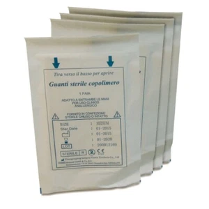 50 Buste da 2 guanti sterili in copolimero medium latex free - Foto 1 di 1