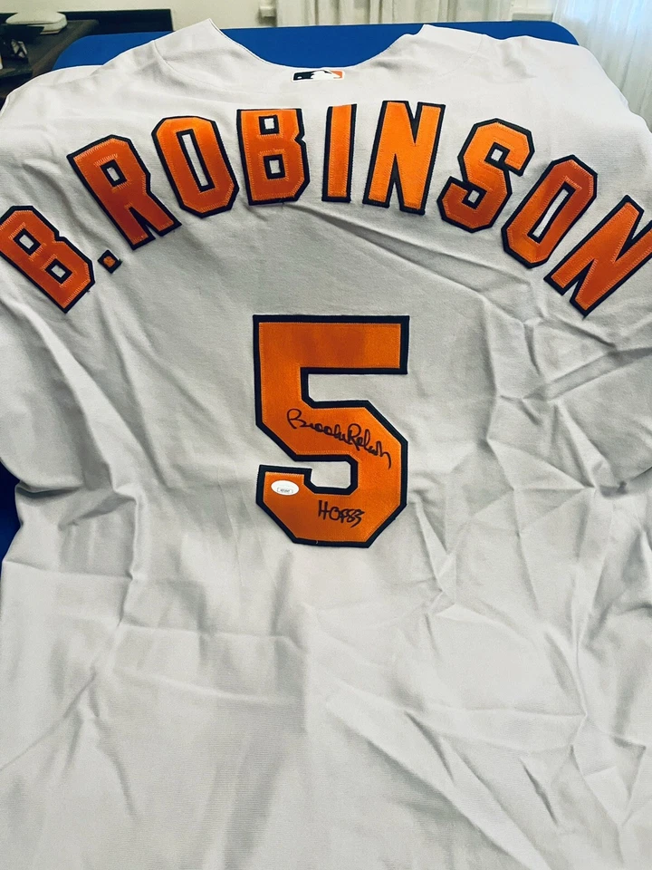 BALTIMORE BROOKS ROBINSON SIGNED INSCRIBED Authentic Majestic JERSEY HOF JSA COA - Image 1 of 3