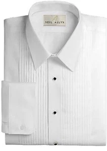 Neil Allyn Women's Laydown Collar Tux Shirt with 1/4" Pleats and Barrel Cuffs - Picture 1 of 9