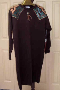 Braunes Vintage-Pulloverkleid für Damen - R&K Originals - Large - 1990er Jahre neu mit Etikett - Bild 1 von 7