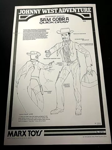 Marx Johnny West Adventure Renegade "Sam Cobra" EQUIPMENT MANUAL (Copy) 8125 Cover