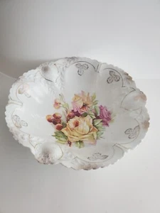 Sorau German Antique PS Porcelain Fine China Rose & Cherries Gold Raised Accents - Picture 1 of 7