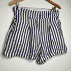 Cynthia Rowley Womens Hot Pants Blue White Stripe Pockets High Rise Linen 8
