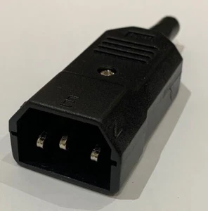 IEC Male Inline 3 Pin Rewirable Plug C14 250V 6A Disco Mains Kettle Connector - Picture 1 of 3