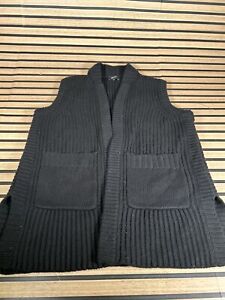 ME+EM Knit Gilet Size M Wool And Cashmere Blend Black Ribbed Women Vest Pockets