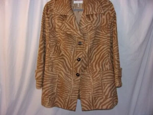 Escada Tan on Tan Zebra Stripe Angora /Wool Coat 42 Beautiful Coat VGC - Picture 1 of 10