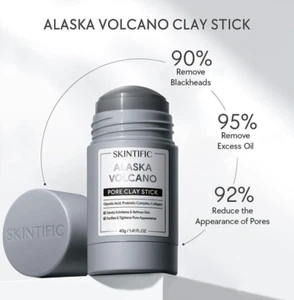 SKINTIFIC Alaska Volcano Pore Clay Stick 40 g Gently Exfoliates & Refines Skin - Picture 1 of 8