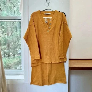 New Free People Hailee Sweater Set Matching Two Piece Pants in Orange Sz XS - Picture 1 of 13