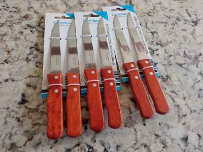 LOTE 6 Cuchillos de mesa cocina carne 11 cm Acero inoxidable mango madera -13043 - Imagen 1 de 3