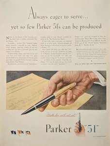 1943 vintage Parker 51 print Ad, Wet Ink Pen, Buy War Bonds Now Print Ad - Picture 1 of 1