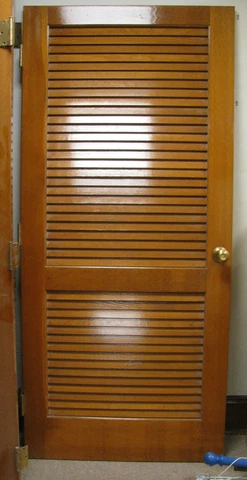 2 Antique 1940s doors solid wood 35.5" x 80" x 1.25" with slats & some hardware Cover