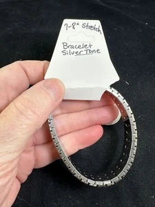 Bracelet 7-8" Stretch Vintage Silver M-6962* - Picture 1 of 3