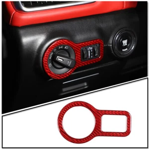 Marco de borde de botón interruptor de faro rojo carbono para Maserati Ghibli 2014-21 - Imagen 1 de 14