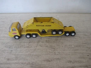 Vintage Tonka Semi Truck & Lowboy Flatbed Trailer & Bottom Dump 60/70's Yellow - Picture 1 of 11