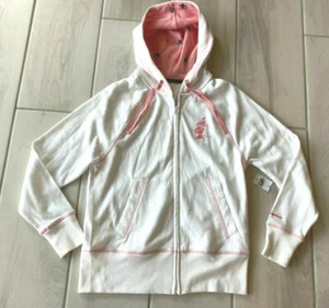 NEW womens XS Disneyworld Minnie Mouse zip up hoodie sweatshirt white pink   - Picture 1 of 6
