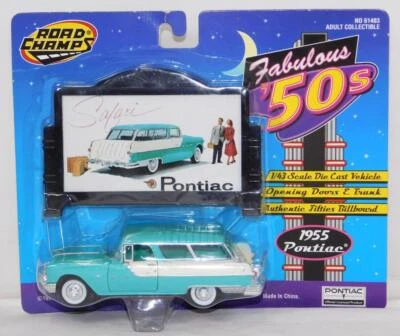 Road Champs 61403 DieCast 1955 Pontiac Safari w/ Billboard 1/43 O load layout - Image 1 of 4