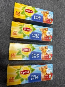 4 Boxes Lipton Family Size COLD BREW Iced Tea Tea Bag 22/Box 88 total EX 3/13/26 - Picture 1 of 7