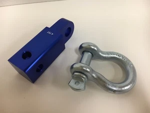 Aluminum Solid Tow Hitch Draw Bar Receiver 6.4" long BLUE with Shackle Towing - Picture 1 of 7