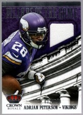 ADRIAN PETERSON /299 $80++ VIKINGS GAME WORN JERSEY PATCH SP 2013 CROWN ROYALE