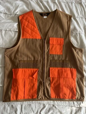 Vintage Red Head Blue Bill Duck Hunting Fishing Vest Brown Orange Canvas XL - Image 1 of 4