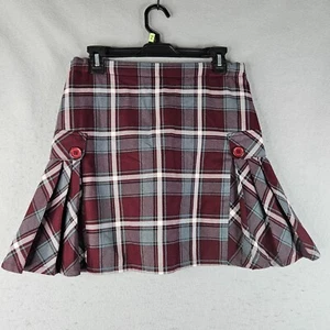 Lands End Skort Girls 16 for 13 to 14 Years Red Plaid Pleated School Anime Kilt - Picture 1 of 9