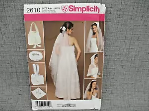 Simplicity Pattern 2610 Bridal Veil Accessories Capelet Ring Pillow Bag Sewing - Picture 1 of 7