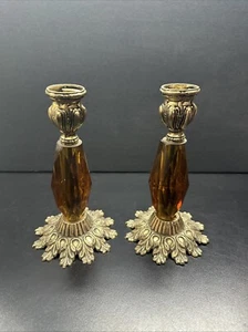 Vintage Candlesticks Set Brown - Picture 1 of 6