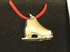 Ice Skate TG108 English Pewter On 18" Red Cord Necklace
