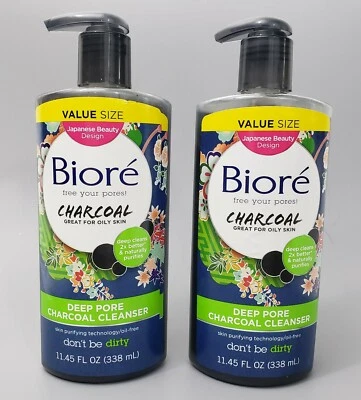 (2) Biore Deep Pore Charcoal Cleanser Skin Purifying Technology 11.45 oz. - Image 1 of 4