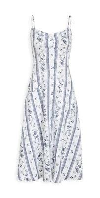 NWT Reformation Parke Midi in Roquefort Floral Striped Linen Tank Shirt Dress 10 - Image 1 of 4