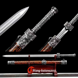 40" Sharp Dragon Chinese Kung Fu Practice Sword Straight Double Edge Han Jian - Picture 1 of 10
