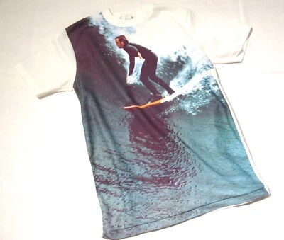 1970S VINTAGE MENS POLYESTER T SHIRT SURF POLO PHOTO PRINT SHIRT DC - Image 1 of 4
