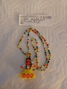 VINTAGE GUMBALL/VENDING HANDMADE INDIAN GIRL BEADED NECKLACE  - Picture 1 of 2