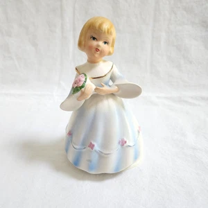 Vintage Schmid Flower Girl Figurine Music Box Lara's Theme Blue Dress Blonde - Picture 1 of 16