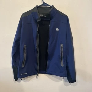 Mountain Hardwear Jacket Mens M Black Blue Fleece Gore Windstopper Tech Hiking - Picture 1 of 5