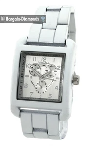 Herren 36 mm weiß Business-Clubbing Uhr silbernes Zifferblatt Armband passt bis zu 8" Handgelenk - Bild 1 von 14