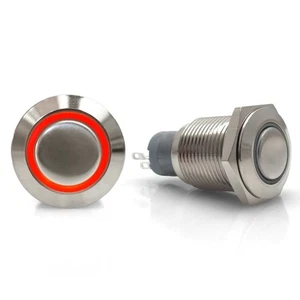 16mm Latching Billet Button with LED Red Ring AutoLoc AUTSW39R truck street rat - Picture 1 of 4
