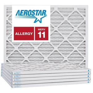 Aerostar 6x10x1 MERV  11, Pleated Air Filter, 6x10x1, Box of 6, Made in the USA - Picture 1 of 7
