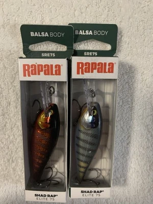 (LOTE DE 2) RAPALA SHAD RAP ELITE 7.5 SRE75.  MÚLTIPLES COLORES NUEVO EN PAQUETE Foto 1 de 3