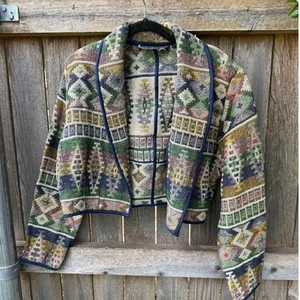 VTG 90s short JACKET aztec southwest Western New Identity Large tapestry pastel - Picture 1 of 3