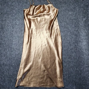 Banana Republic Vestido Capucha Dorado Brillante Sin Mangas Vacaciones Año Nuevo Fiesta 10P NUEVO - Imagen 1 de 8