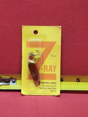 Vintage wittman lures z-ray Brass Red Spot spoon 1/4oz New Nos In Orignal Pack ! - Image 1 of 4
