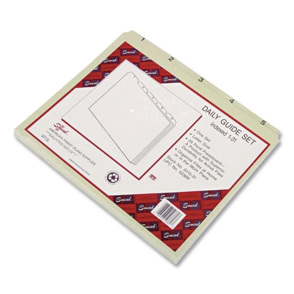 Smead 52369 Recycled Daily 1/5-Cut Top Tab File 1 - 31 Guide - Green (31/ST) New - Image 1 of 4