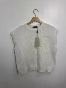 Mint Velvet Neutral Floral Embellished Knit Top Large New With Tags - Picture 1 of 11