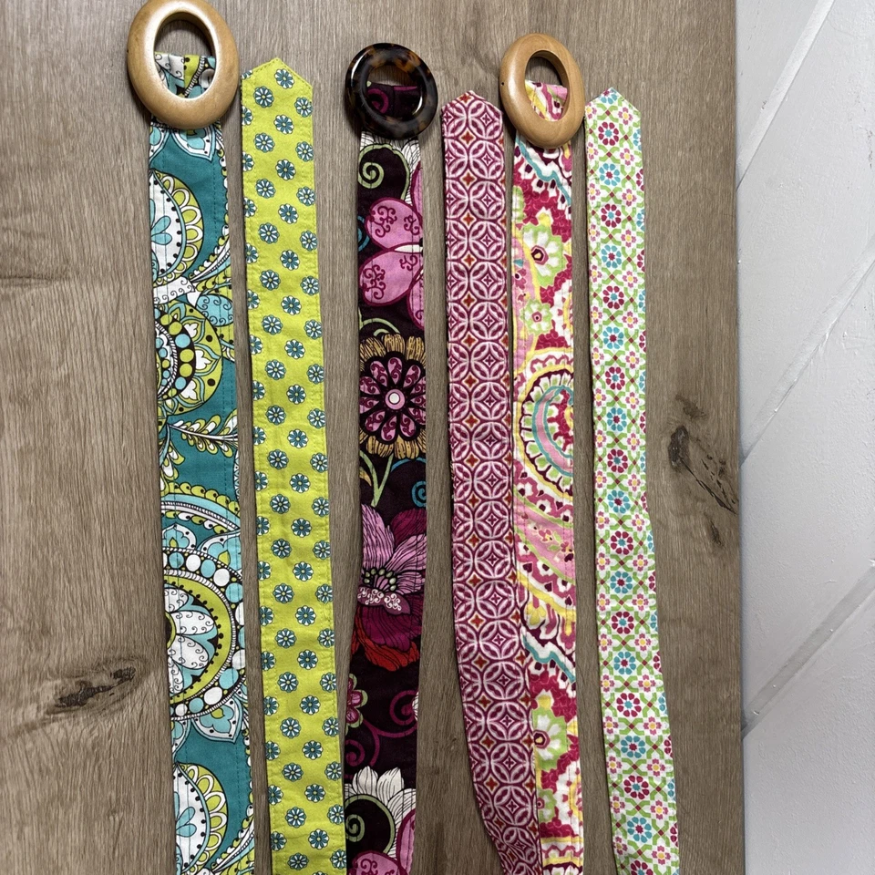 3 Cinturones de Tela Reversibles Vera Bradley 44” Cintura Pavo Real Mod Floral Capri Melón Foto 1 de 4