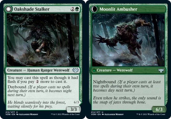 x1 Oakshade Stalker // Moonlit Ambusher - Innistrad: Crimson Vow - NM - MTG - Image 1 of 1